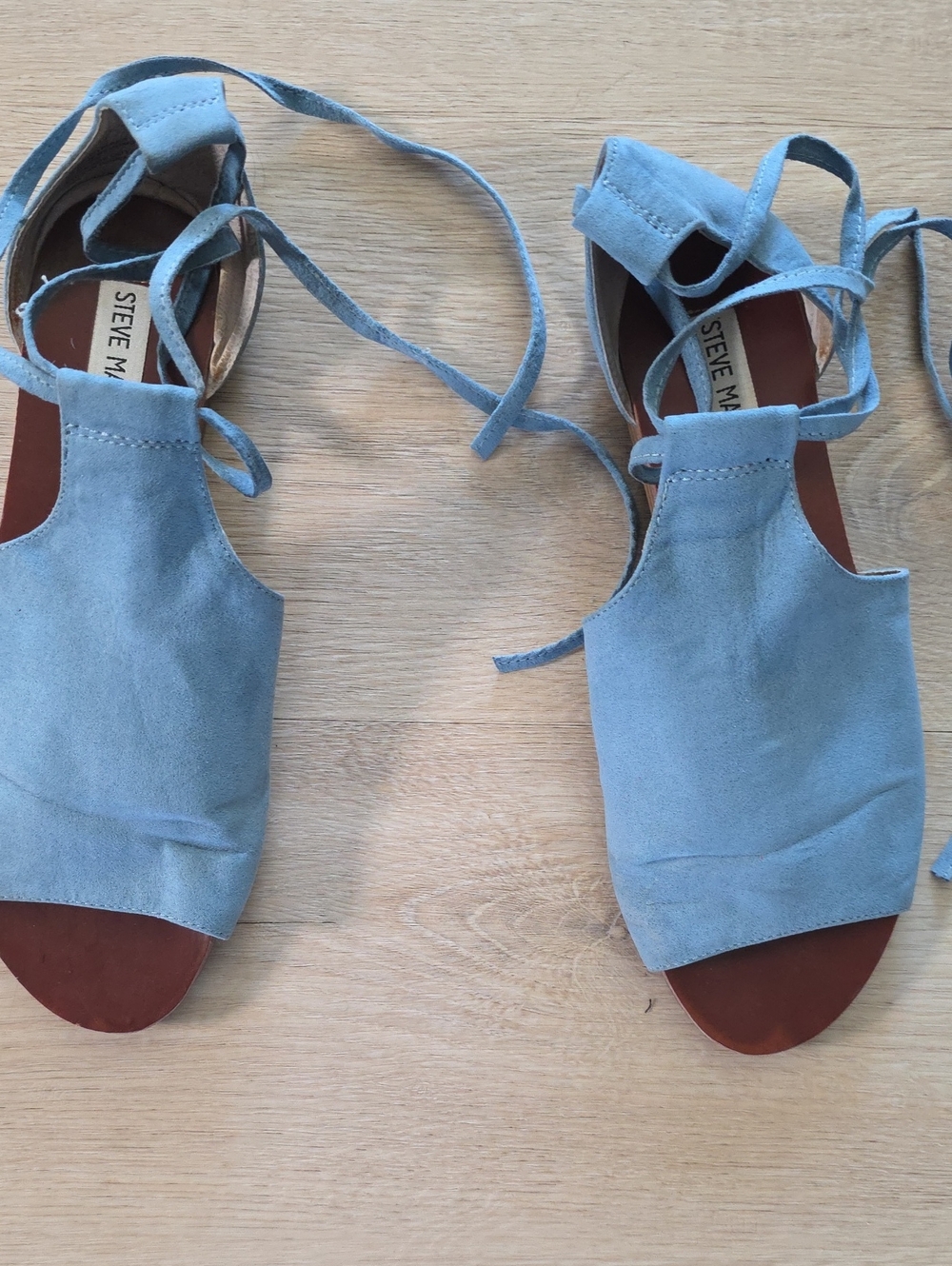 Steve Madden Light Blue Suede Lace-Up Open-Toe Sandals